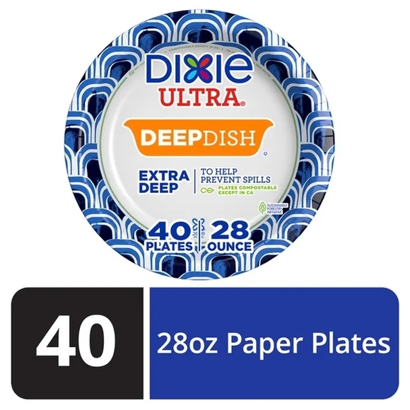 dixie Other - DeepDish Blue Paper Plates - 28 oz, 40 Count